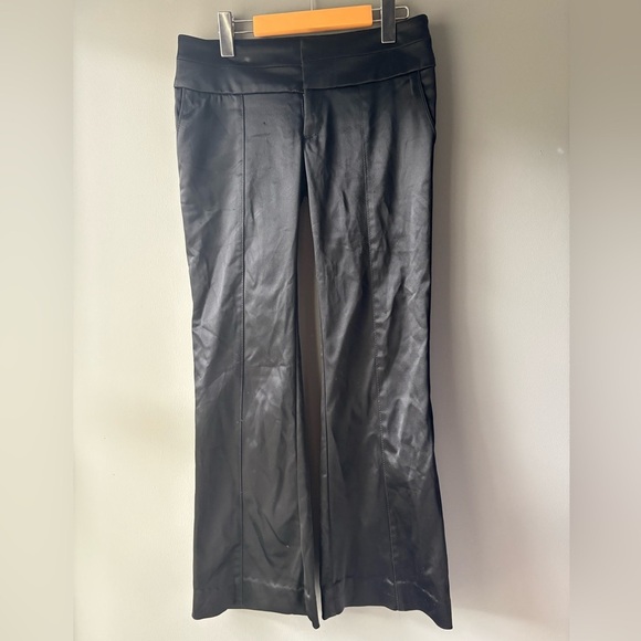 Bebe, size 4, Black Faux satin flared Pants - Picture 2 of 11